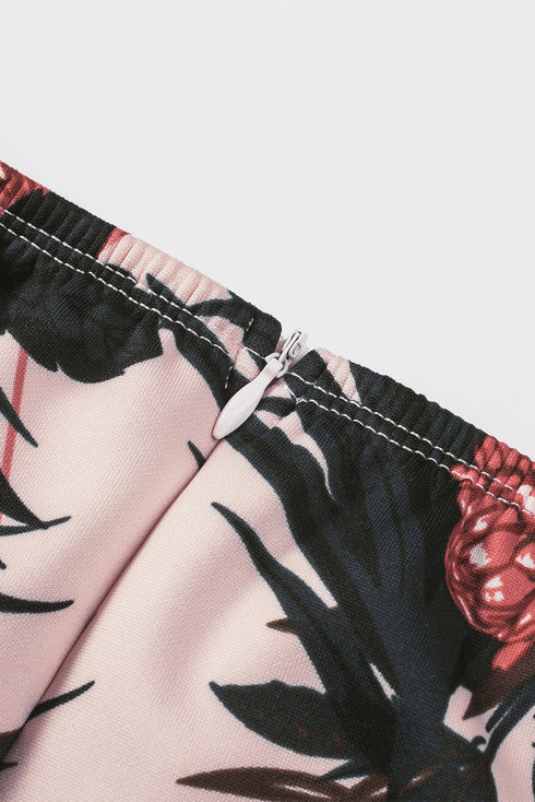 Print Off Shoulder Slit Bodycon Midi Dress